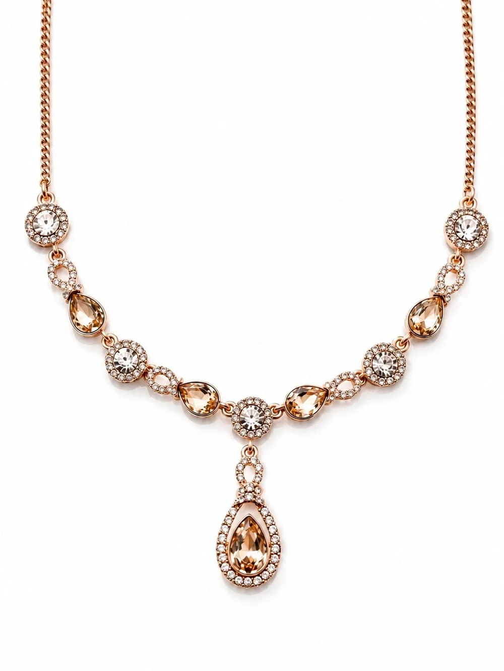 Givenchy Rose Gold-Tone Crystal Teardrop Statement Necklace